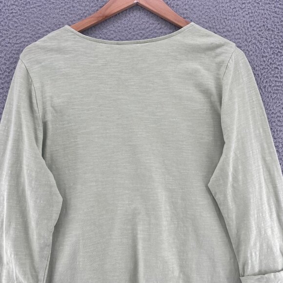 Chicos Top Womens 3 US Extra Large Green Long Sleeve Tunic Stretch Cotton Knit - Picture 4 of 10